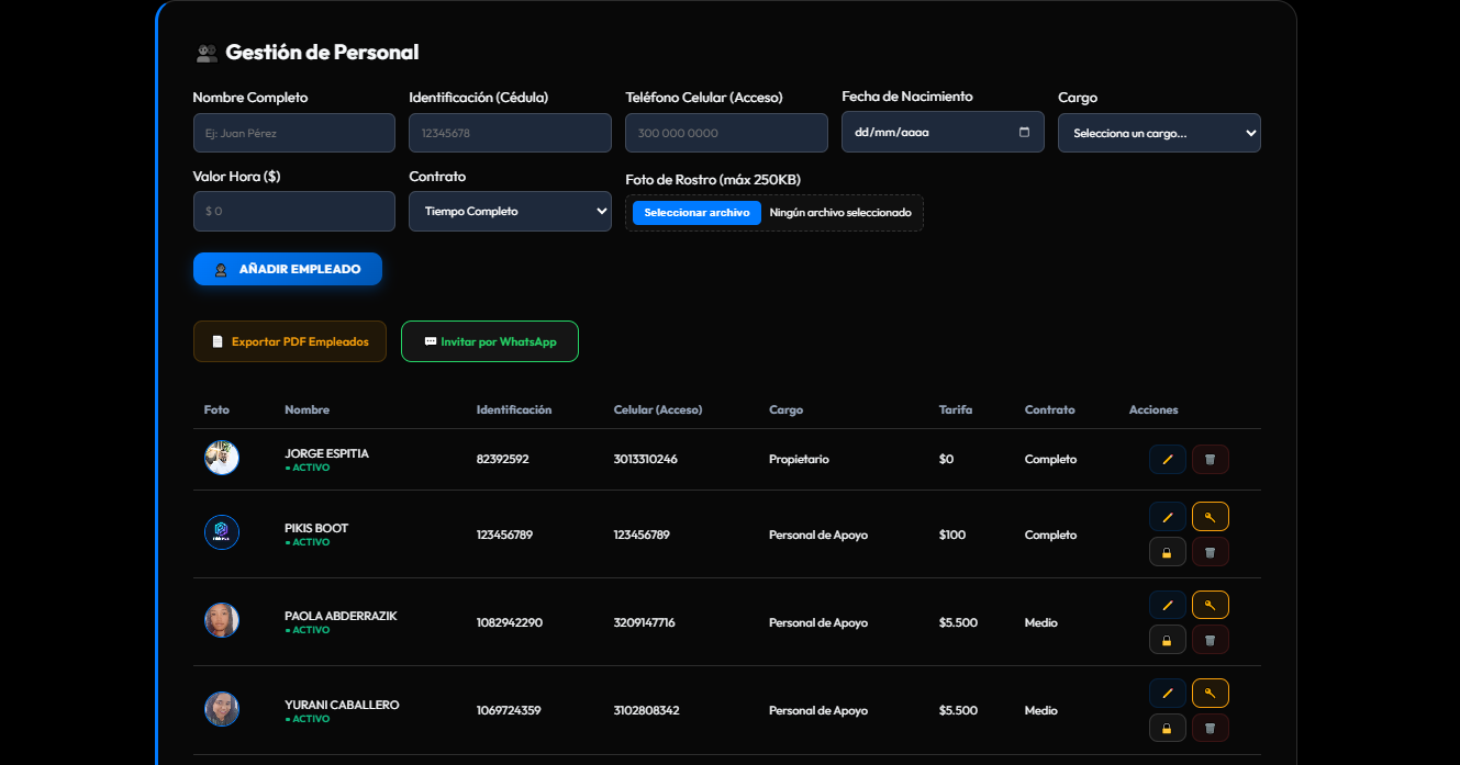 Panel de Acceso - Control Windows